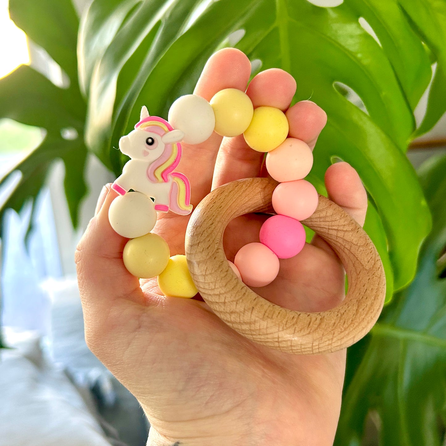 Unicorn Featured Silicone & Beech Wood Teether