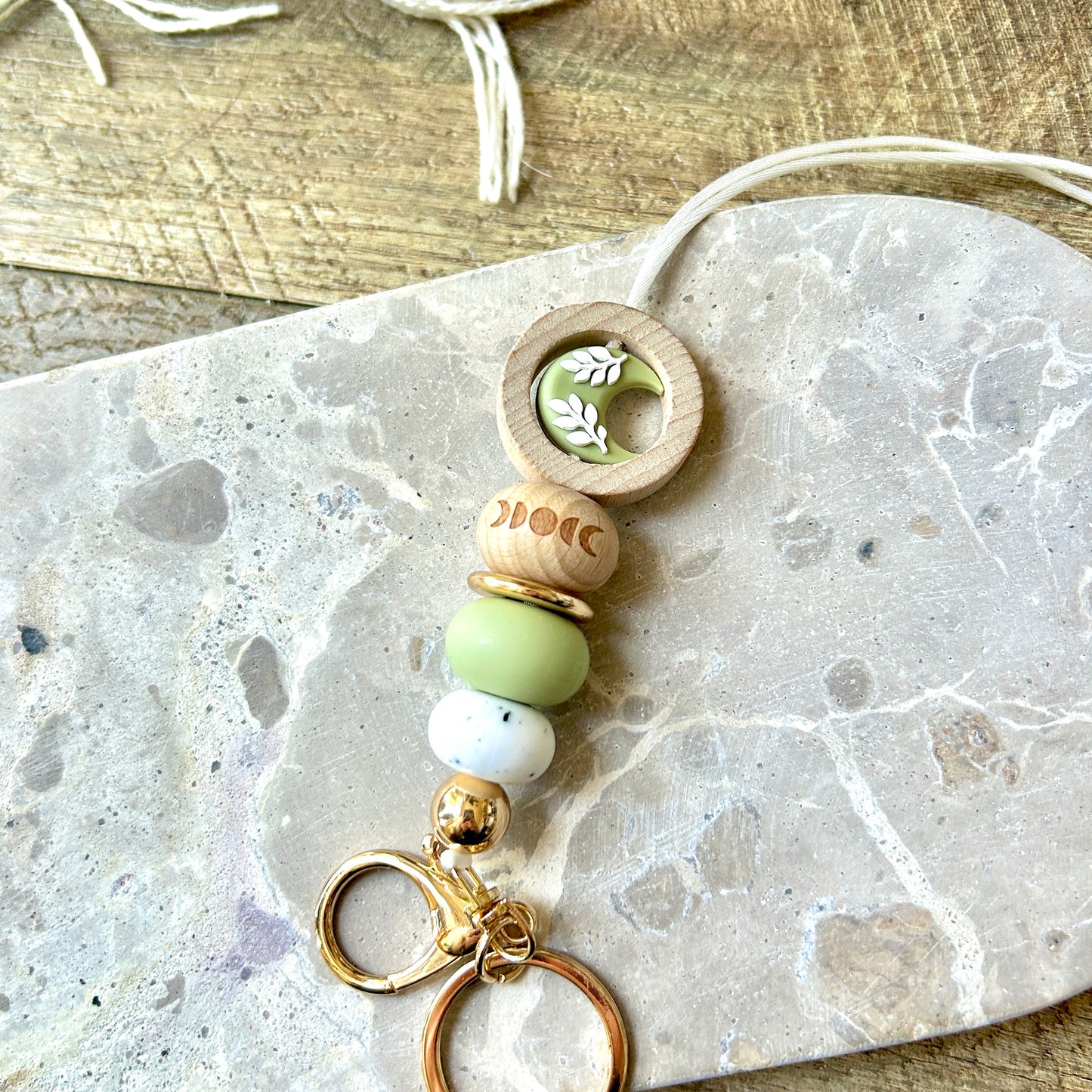 Circular Beech Wood | Sage Luna - Silicone Lanyard