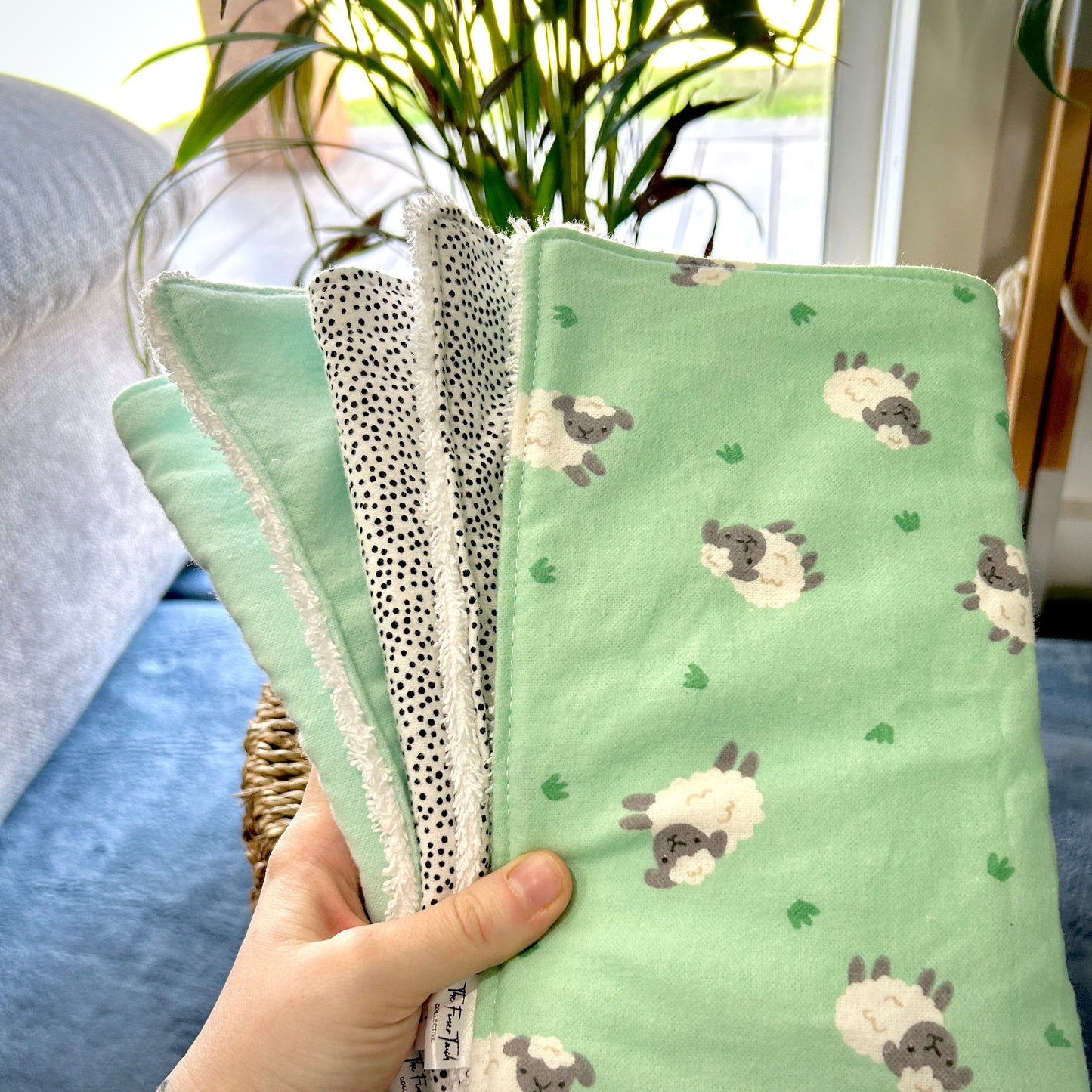 Aqua Sheep - Cotton Towelling Burp Cloths