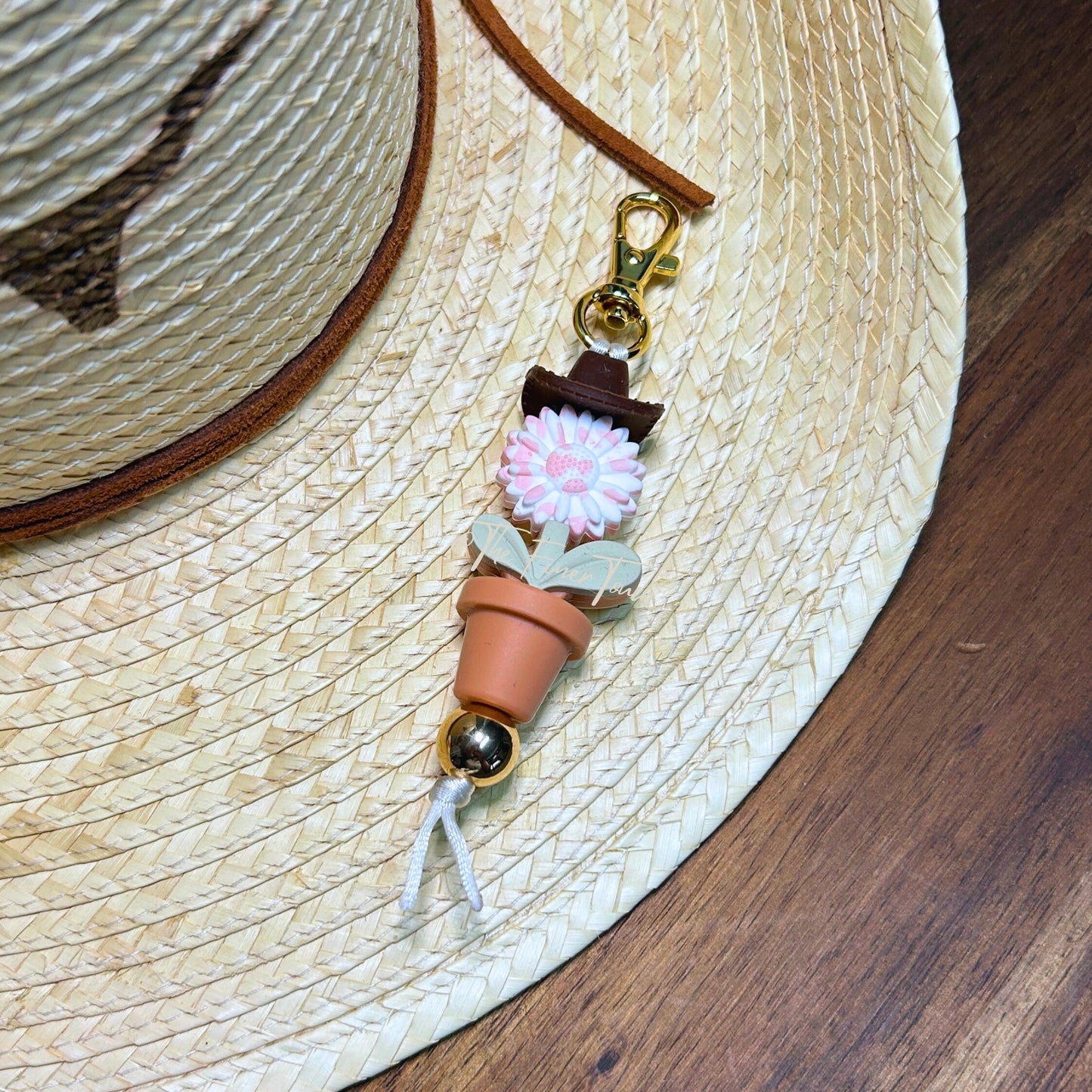 Cow Print Daisy I Flower Pot - Keychain