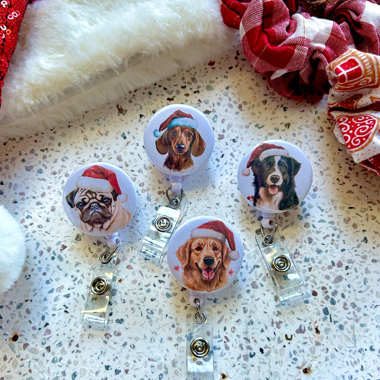 Christmas Dogs - Button Badge Reel