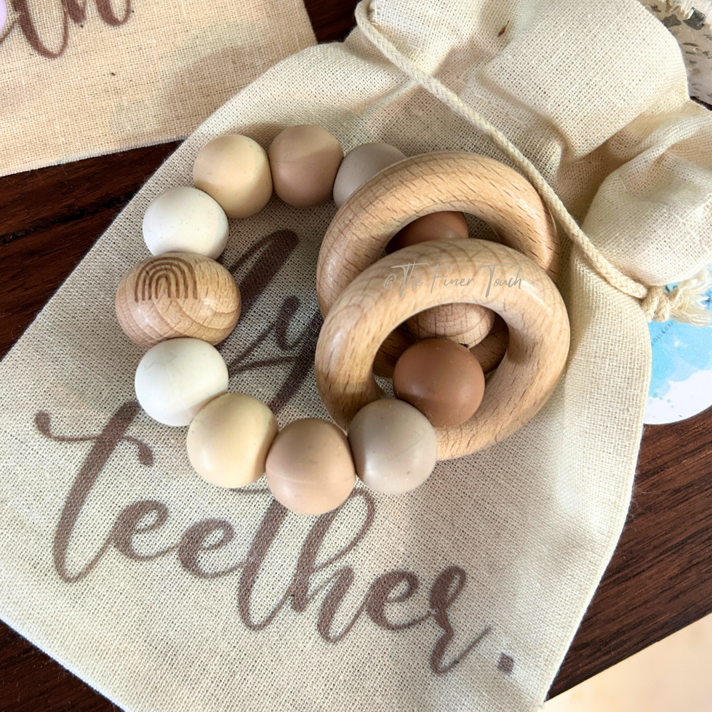 Rainbow Feature - RATTLE Silicone & Beech Wood Teether