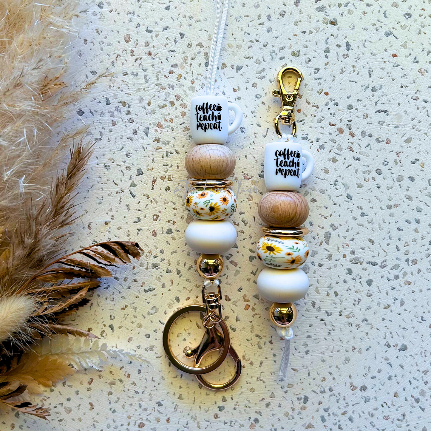 Coffee Teach Repeat - Lanyard & Keychain Matching Set