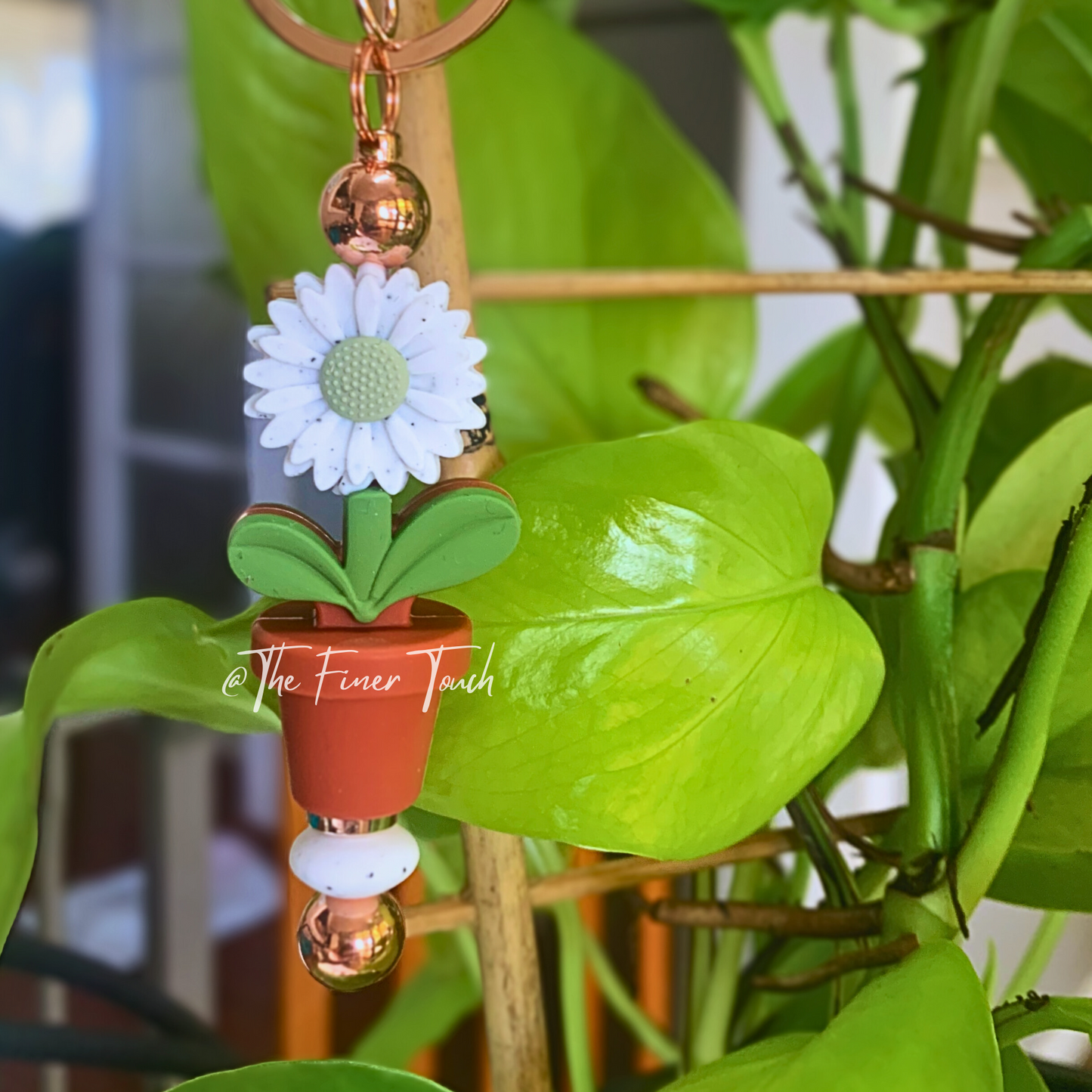 "Mini" Speckled flower Pot Plant - key chain