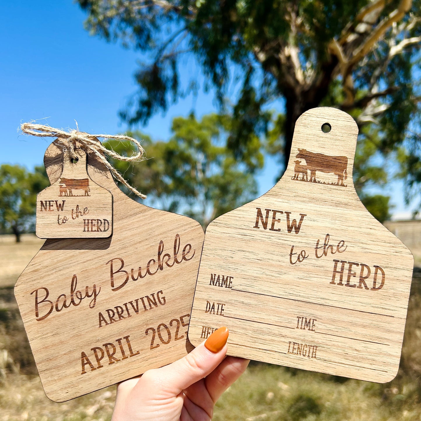 ‘ New To The Herd’ - Baby Announcement Plaque SET