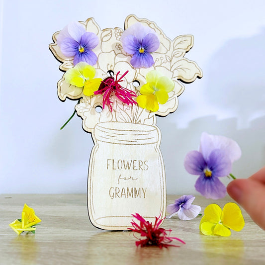 “Flowers for Grammy” | Wooden Plaque / Stand