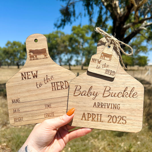 ‘ New To The Herd’ - Baby Announcement Plaque SET