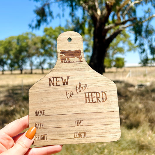 'New to Herd' - Baby Arrival Details Plaque