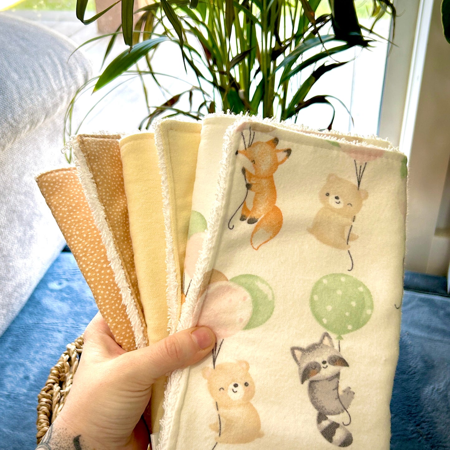 Balloon Animals - Cotton Towelling Burp Cloths