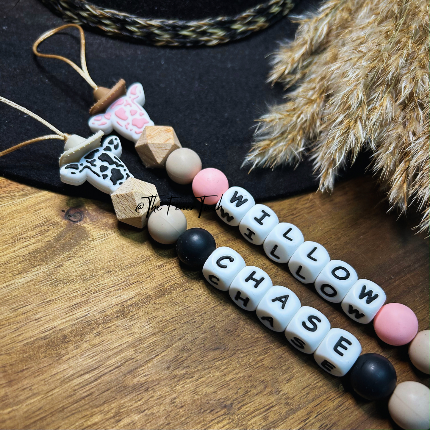 'Western' Cows - Personalised Dummy Chain