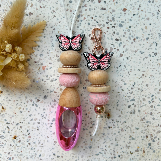 Pink Butterfly - Diffuser & Keychain Matching Set