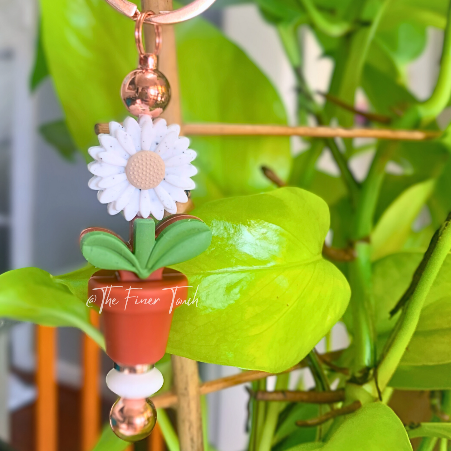 "Mini" Speckled flower Pot Plant - key chain